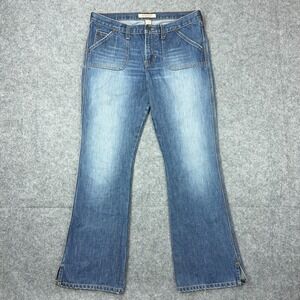 VTG Abercrombie Fitch Jeans Womens 10 Blue Bootcut Wide Leg Faded Denim 90s